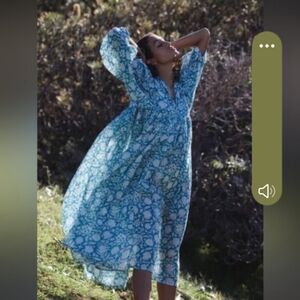 Daughters of India Kyra Midi Dress in Ocean Blue Size 3XL Cottagecore Prairie